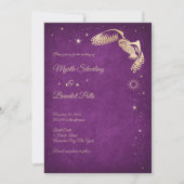 Owl Stars Wizard Paars Magic Wedding Kaart (Voorkant)