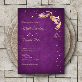 Owl Stars Wizard Paars Magic Wedding Kaart