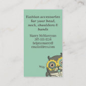 Owl steampunk skeleton mustache haakhaak visitekaartje (Achterkant)