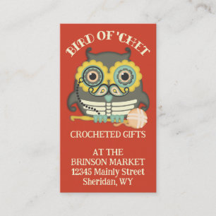 Owl steampunk skeleton mustache haakhaak visitekaartje