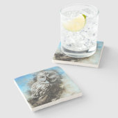 Owl Stenen Onderzetter (Zijkant)