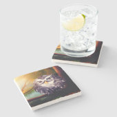 Owl Stenen Onderzetter (Zijkant)