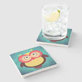 Owl Stenen Onderzetter (Zijkant)