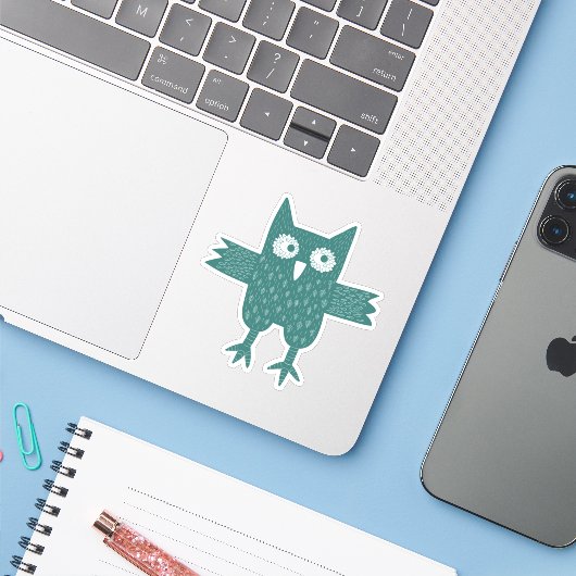 Owl Sticker (Laptop met iPhone)