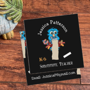 Owl Substitute leraar Chalkboard ContactKaarten Vierkante Visitekaartje