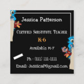 Owl Substitute leraar Chalkboard ContactKaarten Vierkante Visitekaartje (Achterkant)