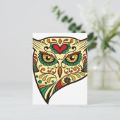 Owl Sugar Skull Briefkaart (Staand voorkant)