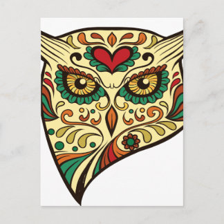 Owl Sugar Skull Briefkaart