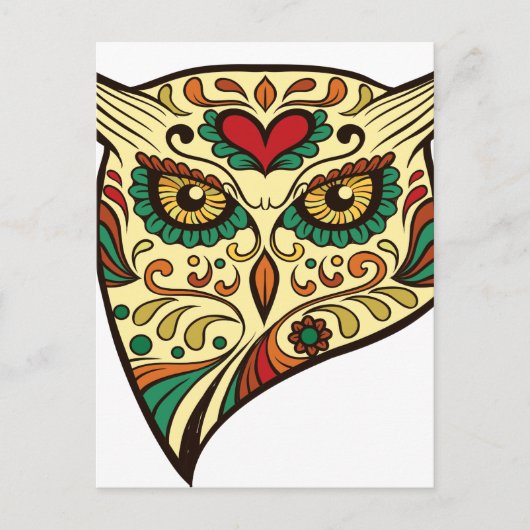 Owl Sugar Skull Briefkaart (Voorkant)