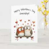 Owl Sweethearts Whimsical Happy Valentine's Day Kaart (Gele Bloem)