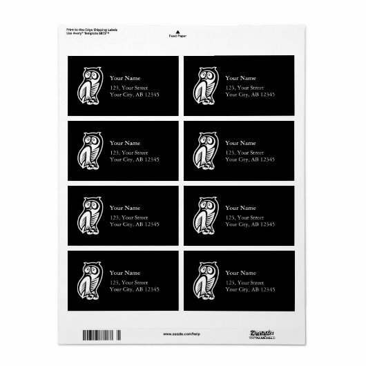 Owl Symbool White Etiket (Full Sheet)