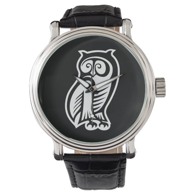 Owl Symbool White Horloge (Voorkant)