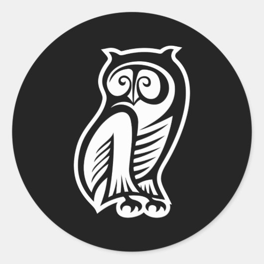 Owl Symbool White Ronde Sticker (Voorkant)