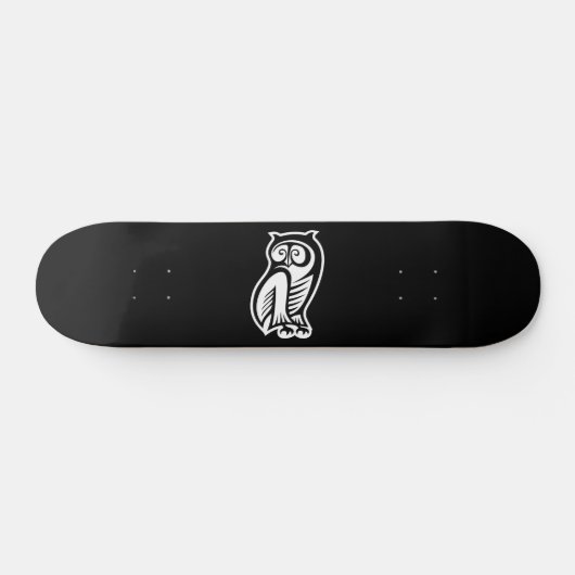 Owl Symbool White Skateboard (Horizontaal)