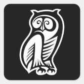 Owl Symbool White Vierkante Sticker (Voorkant)