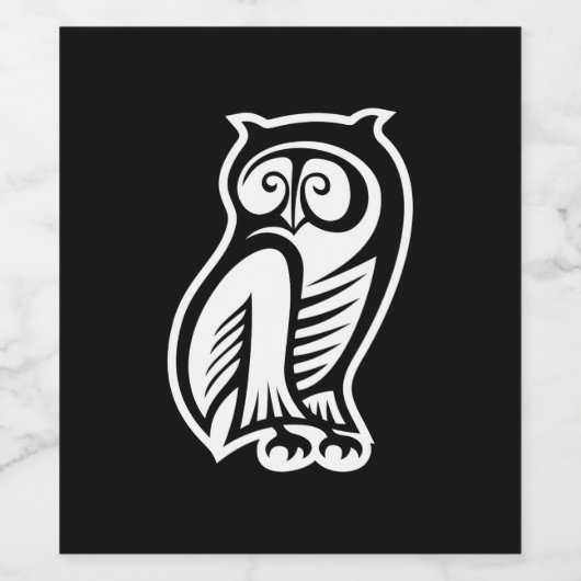 Owl Symbool White Wijn Etiket (Enkel label)