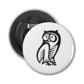 Owl Symbool zwart Button Flesopener (Voorkant)