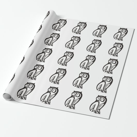 Owl Symbool zwart Cadeaupapier (Uitgerold)