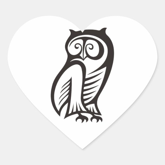 Owl Symbool zwart Hart Sticker (Voorkant)
