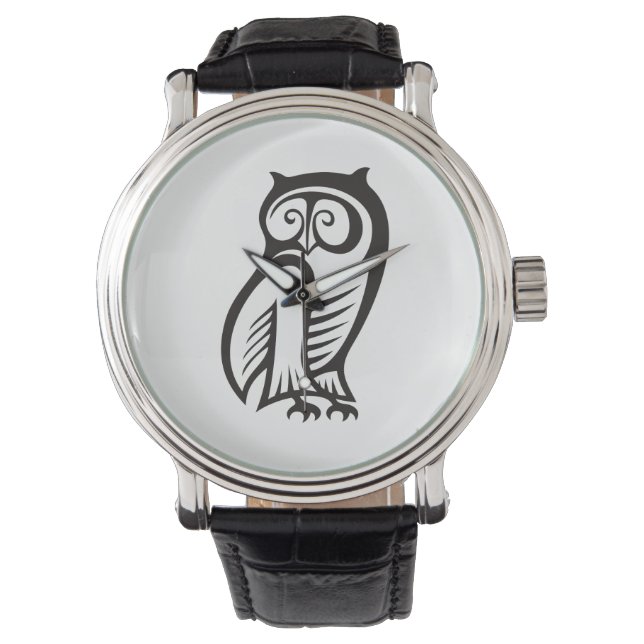 Owl Symbool zwart Horloge (Voorkant)