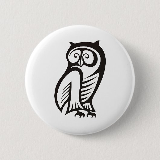 Owl Symbool zwart Ronde Button 5,7 Cm (Voorkant)