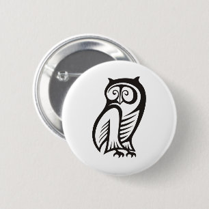 Owl Symbool zwart Ronde Button 5,7 Cm
