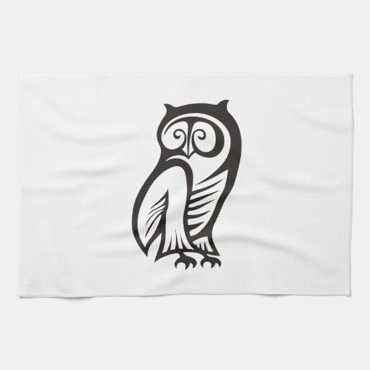 Owl Symbool zwart Theedoek (Horizontaal)