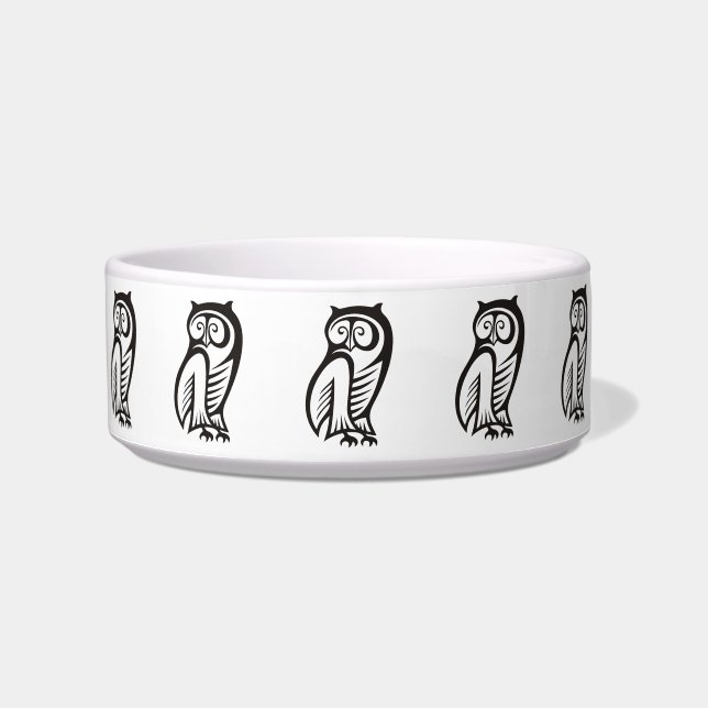 Owl Symbool zwart Voerbakje (Voorkant)