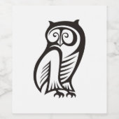 Owl Symbool zwart Wijn Etiket (Enkel label)