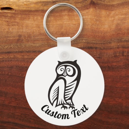 Owl Symbool zwarte Sleutelhanger (Voorkant)