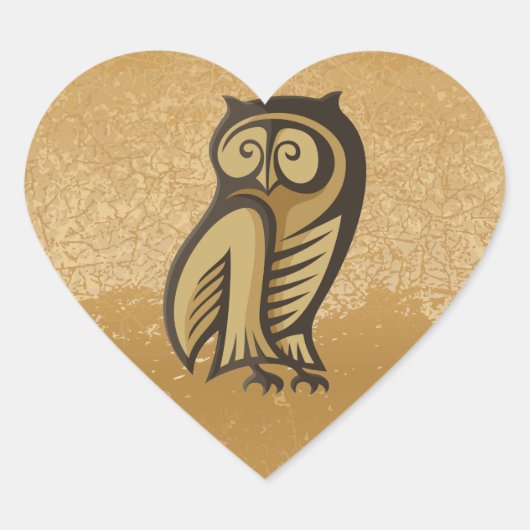Owl Symboolkleur Hart Sticker (Voorkant)
