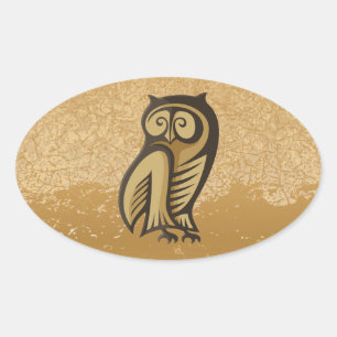 Owl Symboolkleur Ovale Sticker