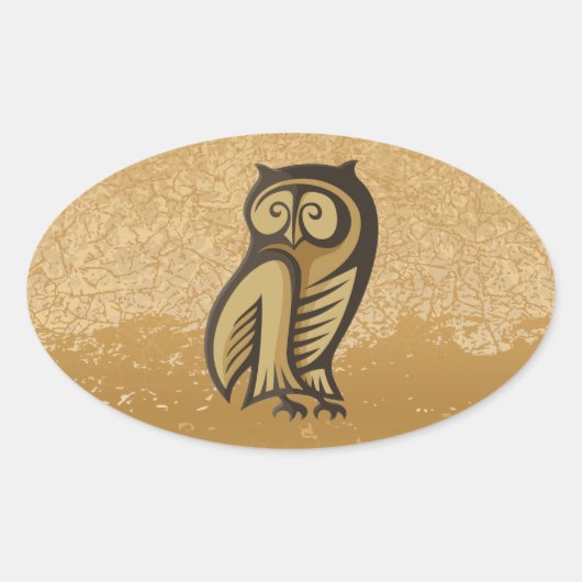 Owl Symboolkleur Ovale Sticker (Voorkant)