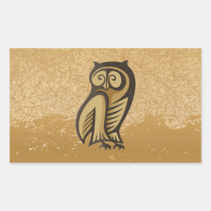 Owl Symboolkleur Rechthoekige Sticker