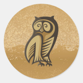 Owl Symboolkleur Ronde Sticker
