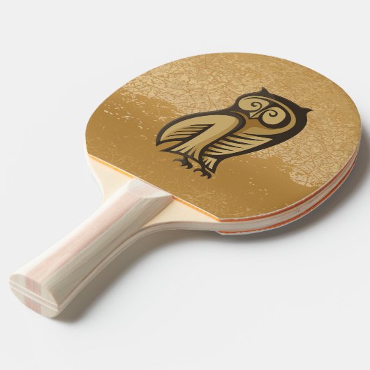 Owl Symboolkleur Tafeltennisbatje (Voorkant Gekanteld)