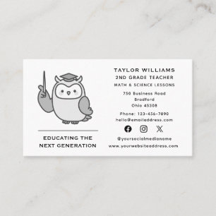 Owl Teacher Educator Tutor Tutoring Social Media Visitekaartje
