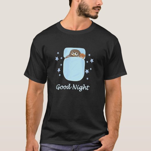 Owl Teddy Bear Good Night Pajamas Bird Biologist T-shirt (Voorkant)