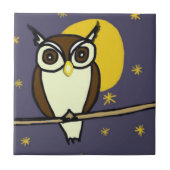 Owl tegen de Night Sky Tegeltje (Voorkant)