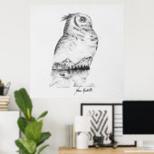 Owl tekenkunst afdrukken poster (Thuiskantoor)