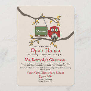 Owl terug naar school klaslokaal Open House Uitnod Kaart