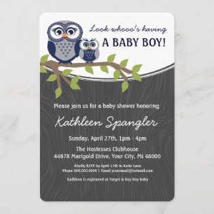 Owl Theme Baby shower Invitation Kaart