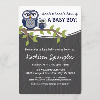 Owl Theme Baby shower Invitation Kaart