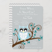 Owl Theme Baby shower Kaart (Voorkant / Achterkant)