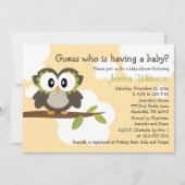 Owl Thleing Baby shower nodigt gele uitnodigingen (Voorkant)