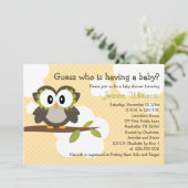 Owl Thleing Baby shower nodigt gele uitnodigingen  (Staand voorkant)