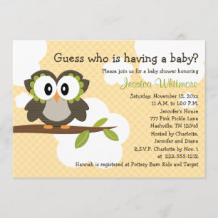 Owl Thleing Baby shower nodigt gele uitnodigingen 