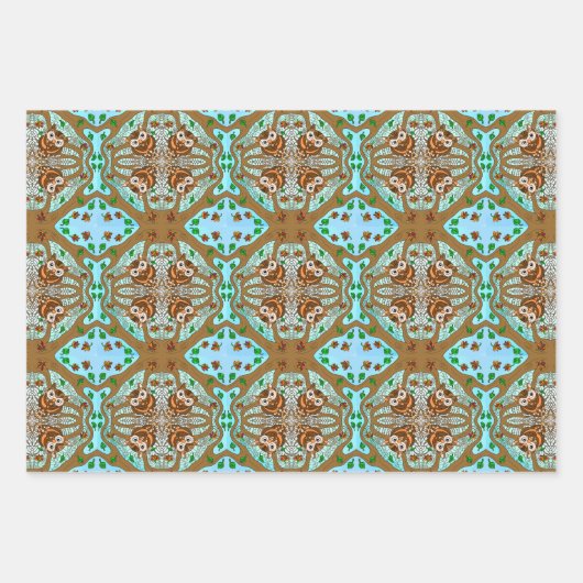 Owl Thmed Birthday and Kerstmis Inpakpapier Vel (Voorkant)