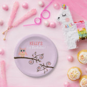 Owl Thmed Birthday Paper Borden Papieren Bordje (Feest)