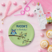 Owl Thmed Birthday Paper Borden Papieren Bordje (Feest)